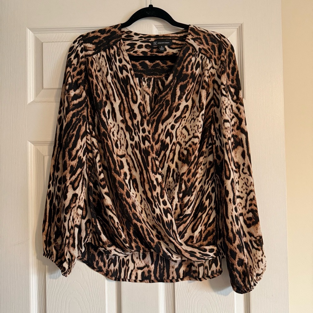 INC Cheeta Animal Print Blouse Size Medium